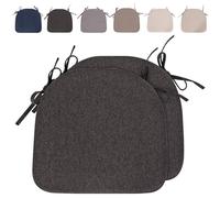 RUIXUAN Lot de 4 Coussins de Chaise avec Rubans (43 x 41 cm) Antidérapants Demi Cercles Confortables Lavables Antidérapants - Idéal pour la Maison et Le Jardin (Gris foncé-2 pièces)