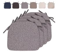 RUIXUAN Lot de 4 Coussins de Chaise avec Rubans (43 x 41 cm) Antidérapants Demi Cercles Confortables Lavables Antidérapants - Idéal pour la Maison et Le Jardin (Gris Anthracite-4 pièces)
