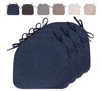 RUIXUAN Lot de 4 Coussins de Chaise avec Rubans (43 x 41 cm) Antidérapants Demi Cercles Confortables Lavables Antidérapants - Idéal pour la Maison et Le Jardin (Bleu Marine-4 pièces)