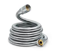 RUIXUE® Tuyau de douche de 1,5 m, flexible en acier inoxydable, protection anti-torsion et anti-torsion, dimensions de raccordement universelles G ½". (Argent-304OB, 1.50m)