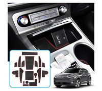 Ruiya Compatible avec 2020 2021 2022 Hyundai Kona Elektro Tapis de Console Centrale en Caoutchouc, Kona EV Tapis pour Porte-gobelet Accoudoir Couture de Porte Antidérapant Tapis Kona EV Accessoire