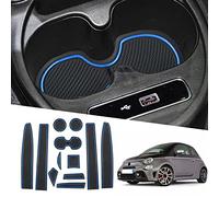 Ruiya Compatible avec Fiat 500 Abarth 595 2017-2021 Tapis de Console Centrale en Caoutchouc, Tapis pour Porte-gobelet Accoudoir Couture de Porte Antidérapant Tapis Intérieure Abarth 595 Accessoire