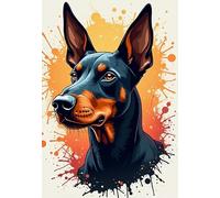 RUIYANMQ 1000 Pieces,Puzzle Coloré,Puzzle Irrégulier Gifts ，Dobermans Fog Oil Painting ，Jouets Anti-Stress pour La Famille,Jeu De Défi pour Adultess ，Décoration Murale,Dx235Zp