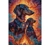 RUIYANMQ 1000 Pieces,Puzzle Coloré,Puzzle Irrégulier Gifts ，Dobermans Painting ，Jouets Anti-Stress pour La Famille,Jeu De Défi pour Adultess ，Décoration Murale,Dx243Zp