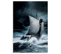 RUIYANMQ Bateau Viking Dans La Tempête Toile Affiche Et Impression Art Mural Tableau Salon Affiche Chambre Décor Vx583Zt 40X60Cm Sans Cadre