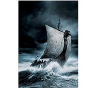 RUIYANMQ Puzzle 1000 pièces Bateau Viking dans la Tempête Poster Bois Jouets Adultes Jeu de décompression Zy809Tm