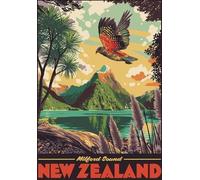 RUIYANMQ Puzzle 1000 Pièces Paysage Nouvelle Zélande Affiches d'art De Voyage Vintage Jeu De Décompression pour Adultes Jouets Qz613Yk
