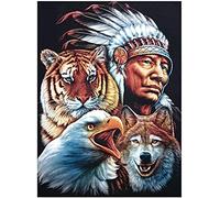 RUIYANMQ Puzzle en Bois 1000 pièces Indien Et Aigle Tigre Loup Puzzles Jouets éducatifs pour Adultes Cadeau d'anniversaire Zy72Tm