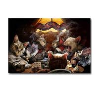 RUIYANMQ Toile Image Chats Jouer au Poker Drôle Art Mural Poster Impression Salle de Bains Chambre Salon Décoration Maison Cadeau Jt151Wk 40X60Cm Sans Cadre