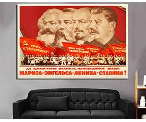 RUIYANMQ Toile Tableau Propagande Communisme Marx Frédéric Engels Lénine Staline Art Mural Poster Pour Salon Décoration Intérieur Wz41Kq 40X60Cm Sans Cadre