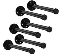 Ruizheng Homeasy 6 Pcs 12 Inch Industrial Pipe Clothes Bar, Wall Mounted Clothes Rack, Matte Black