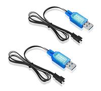 ruizhi 2pcs 3.7V HSP Câble de Charge USB avec Prise SM-2P, NI-MH Battery USB Charger Cable Câble de Chargeur USB Prise SM-2P pour RC Drone, Véhicules