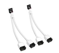 RUIZHI 2PCS Câble d'extension USB 2.0 à double prise 9 broches, connecteur 9 broches, tressé en nylon, pour carte mère interne d'ordinateur (blanc)
