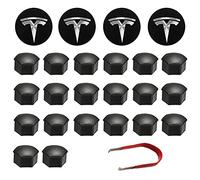 RUIZHI Kit De Couverture De Roue Capuchon de Moyeu Central Car Wheel Nut Cover avec Outil Demontage pour Tesla Model 3, S & X (Noir)