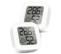 RUIZHI Lot de 2 thermomètres hygromètres d'intérieur - Affichage numérique LCD - Mini humidimètre domestique - Pour chambre de bébé, cuisine, jardin, cave à vin - Avec batterie remplaçable CR2032