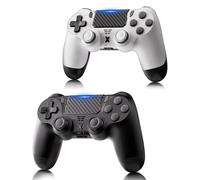 RUIZHI Sans Fil Manettepour P-S4 - Contrôleur pour Playstation-4 compatible avec PS-4/Pro/Slim/PC, Gamepad avec Double Vibration/6 Axes Gyroscope/Pavé Tactile/Bouton Retour [2 Pack, Noir + Blanc]