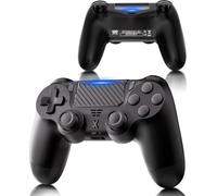 RUIZHI Sans Fil Manettepour P-S4 - Contrôleur pour Playstation-4 compatible avec PS-4/Pro/Slim/PC, Gamepad avec Double Vibration/6 Axes Gyroscope/Pavé Tactile/Bouton Retour [1 Pack, Noir]