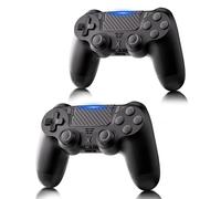 RUIZHI Sans Fil Manettepour P-S4 - Contrôleur pour Playstation-4 compatible avec PS-4/Pro/Slim/PC, Gamepad avec Double Vibration/6 Axes Gyroscope/Pavé Tactile/Bouton Retour [1 Pack, Noir + Noir]