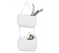 RUIZHIXUAN Panier suspendu à 2 niveaux en corde de coton tissée à suspendre sur une porte, porte-revues, paniers de rangement à suspendre au mur, organiseurs de porte décoratifs pour salon, salle de