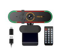 Rujcloud Webcam 4K pour Windows/MacOS/Android/Linux PC, avec microphone et télécommande, cache de confidentialité, Plug & Play, PDAF, pour Zoom/Skype/Teams Meet, conférence et appel vidéo