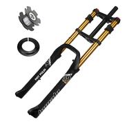 RUJIXU Fourche Avant for vélo électrique 26x4,0 Fourches Suspension pneumatique for Fat Bike Fourche VTT BMX Droite 1-1/8 Vélo Freins Disque Débattement 190mm 2790g(Black Gold)