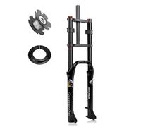 RUJIXU Fourche Suspension Fat Bike 26x4,0 Fourche Avant pneumatique VTT Fourche BMX Fourches vélos électriques Droite 1-1/8 VTT Freins à Disque Débattement 190mm 2790g(Black)