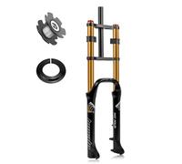RUJIXU Fourche Suspension Fat Bike 26x4,0 Fourche Avant pneumatique VTT Fourche BMX Fourches vélos électriques Droite 1-1/8 VTT Freins à Disque Débattement 190mm 2790g(Gold)