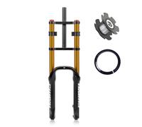 RUJIXU Fourche Vélo 20 Pouces Grosse Fourchette Pneu 4.0" DH Suspension Pneumatique 1-1/8" Frein À Disque QR Voyage 110mm Rebond Réglable pour Vélo VTT Snow Beach XC 2880g (Color : 20'' Gold)