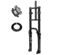 RUJIXU Fourches 20 Pouces 4.0 Fat Frein À Disque Droit 1-1/8 BMX VTT Fourche À Suspension Pneumatique Verrou Voyage Réglage L'amortissement DH Vélo Électrique Fourche VTT Voyage 160mm(Black)