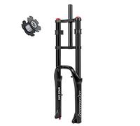 RUJIXU Fourches 20 Pouces 4.0 Fat Frein À Disque Droit 1-1/8 BMX VTT Fourche À Suspension Pneumatique Verrou Voyage Réglage L'amortissement DH Vélo Électrique Fourche VTT Voyage 160mm (Color : Black)