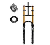RUJIXU Fourches Fat Bike 26 Pouces 4.0 Fourche Suspension VTT BMX Fourche Avant Pneumatique for Vélo Électrique Freins Disque Droite 1-1/8" Débattement 190mm 2790g 9mm QR(Gold)