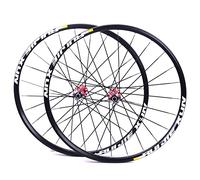 RUJIXU Roue VTT 26" 27.5" 29 Pouces Frein À Disque Paire Roues VTT Jante Double Couche Roulement Scellé QR 8 9 10 11 Vitesse Cassette Moyeu Carbone (Color : Red hud, Size : 26")