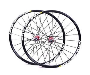 RUJIXU Roue VTT 26" 27.5" 29 Pouces Frein À Disque Paire Roues VTT Jante Double Couche Roulement Scellé QR 8 9 10 11 Vitesse Cassette Moyeu Carbone (Color : Red hud, Size : 26")