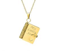 rujjftsy Collier livre My Little Star pour fils - Collier livre incroyable « To My Son from Mom and Dad », colliers livret réglables avec 6 pages d'informations gravées, 1pcs, Acier inoxydable, Pas de