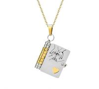 rujjftsy Collier livre My Little Star pour fils - Collier livre incroyable « To My Son from Mom and Dad », colliers livret réglables avec 6 pages d'informations gravées, 1pcs, Acier inoxydable, Pas de