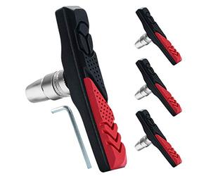 RUJOI 2 paires de coussinets de frein à vélo, 72mm V Chaussures de frein avec écrous hexagonaux et rondelles, freins V-frein de remplacement pour le vélo de montagne Cruiser MTB