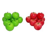 rukauf Lot de 16 décorations de Pommes Rouges et Vertes, Fruits artificiels, Fruits, légumes, Fruits artificiels, décoration de Fruits
