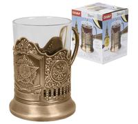 rukauf Thé Porte-Verre *étoile - Russie* avec Verre 200ml podstakannik Couleur cuivre