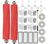 RUKHOOL Qrevo S Kit d'accessoires pour Roborock Qrevo S/Qrevo Pro/QRevo MaxV/Qrevo Plus Pièces pour Qrevo S, 2 Brosse Principale, 6 Sacs à Poussière, 4 Serpillere, 4 Filtres 4 Blanc Brosse Latérale
