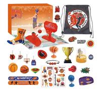 Rukjmqi Calendrier de l'Avent 2025 - Accessoires de basket-ball de 24 jours - Calendrier de compte à rebours de sport pour porte murale - Décoration de sapin de Noël