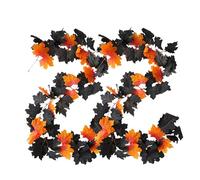 Rukjmqi Guirlande Végétale Halloween - Double Guirlande de Feuilles d'automne Artificielles,Décoration Saisonnière Halloween pour Bureau Perron Cour Jardin Intérieur Cuisine Fenêtre Fête Feu de Camp
