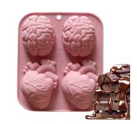 Rukjmqi Moule à Gâteau Cœur Humain 3D - 4 Cavités Moules Réalistes pour Bougies en Forme de Cerveau et Cœur - Outil de Création Antiadhésif pour Ciment Argile Savon Cire Dessert