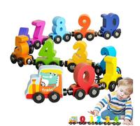 Rukjmqi Set de Train en Bois, Jouet Magnétique d'Éveil pour, Jeu d'apprentissage des Chiffres et Couleurs Dès 1 an Idée Cadeau Fête ou Noël