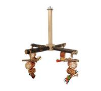 Rukjmqi Support de perchoir en Bois, Perche d'escalade de perchoir, Cage d'escalade Perche de Perche tournante Perche Debout, Swing de Perroquet en Bois Jouant des Accessoires de Cage d'exercice de