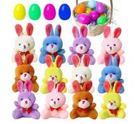 Rukjmqi Œufs de Pâques avec Peluches - 12 Petites Peluches | Idées Cadeaux pour Fêtes | Pour Garçons Filles Crèche Fête Anniversaire Salle de Jeux Chambre