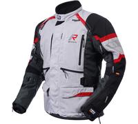 Rukka Madagasca-R Veste textile de moto, Gris clair/noir/rouge, Taille 48