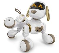 Ruko 18011 Chien Robot Intelligent Interactif avec Visages LED, Blanc Or
