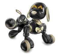 Ruko 18011 Chien Robot Intelligent Interactif avec Visages LED, Noir et Or | 50 mouvements programmables, contrôle gestuel et télécommande 2.4GHz, détection d’obstacles, jeu interactif, jouet dès 3 ans
