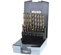 RUKO Jeu de forets métal 215214RO HSSE‑Co 19 pièces 1–7,5 mm Finition dorée