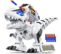 Ruko 8809 Robot Dinosaure RC T-Rex Programmable avec Yeux LED Blanc | 50 mouvements programmables, marche et rugissement, tir de fléchettes, chant et danse, jouet dinosaure rechargeable 3-8 ans